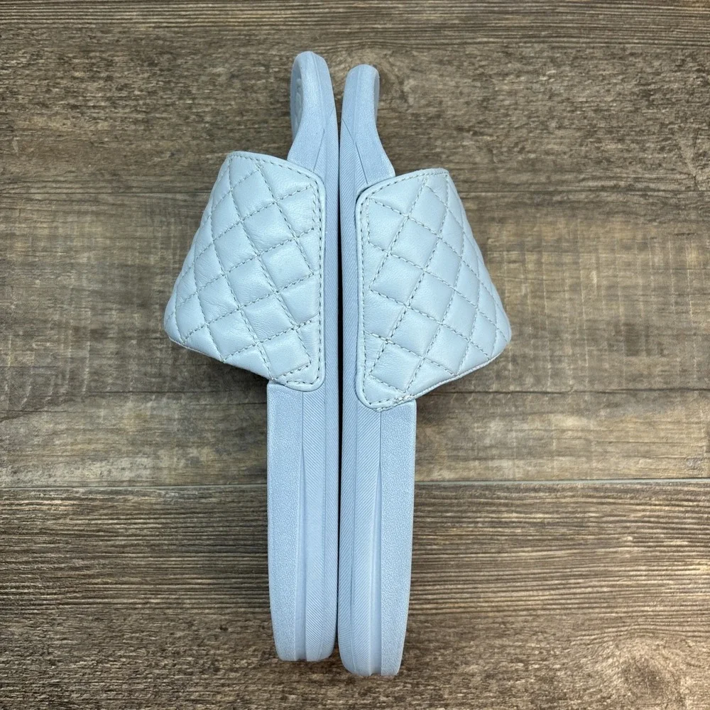 APL Slides Women's 7 Leather Lusso Ice Blue Sandals NEW Defect